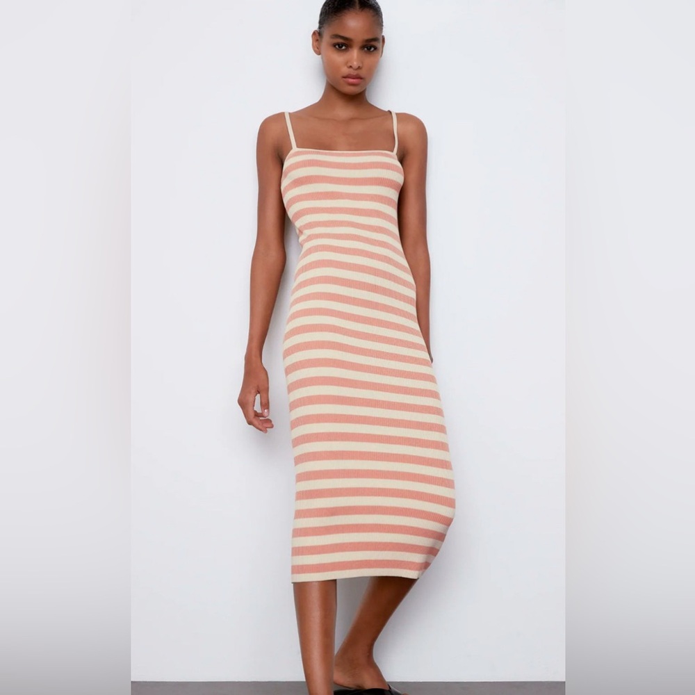 Zara Striped Pink and beige Dress